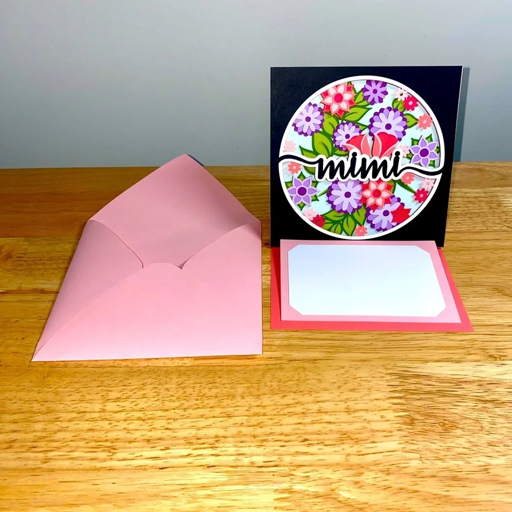 3D Pink Mimi Blank Greeting Card with Matching Envelope